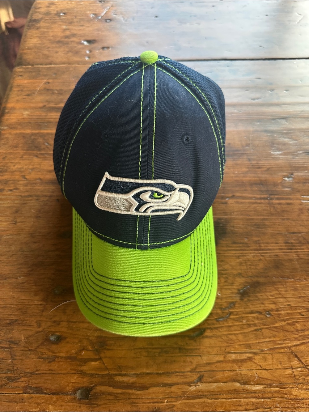 New Era Navy and Lime Green Seahawks Cap